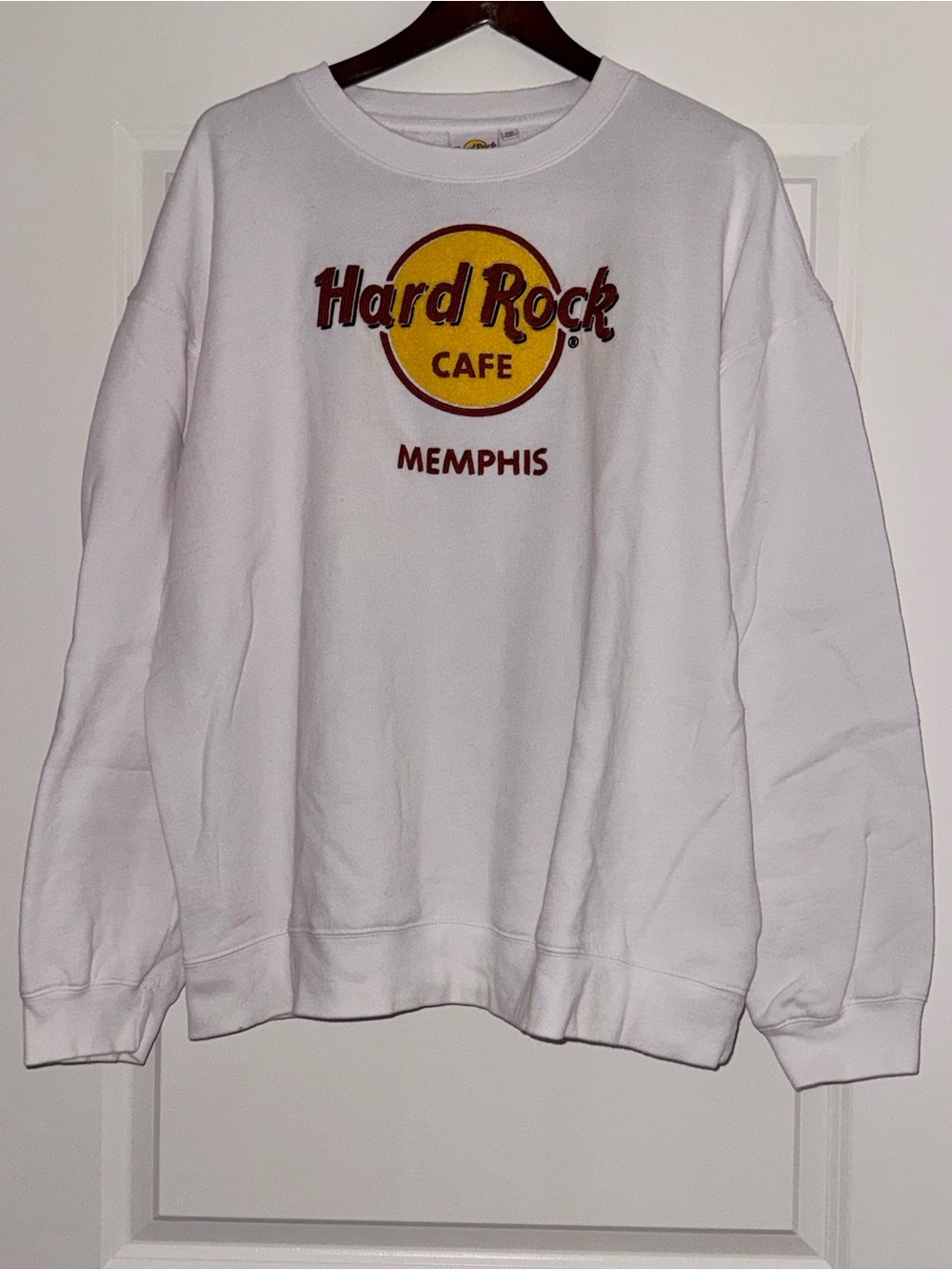 Hard Rock Cafe Unisex XXL White x Memphis Classic Logo Fleece Sweatshirt